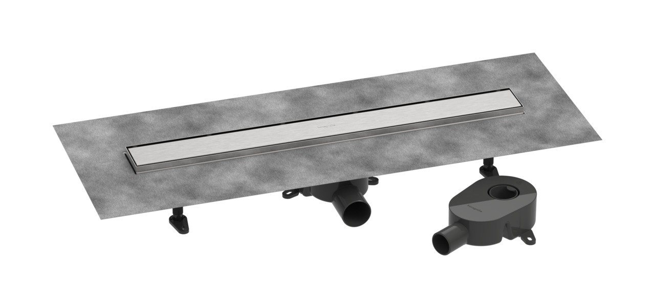 Hansgrohe RainDrain Go Komplettset Duschrinne 700 rückseitig befliesbar für Standard-/flache Installation Edelstahl gebürstet