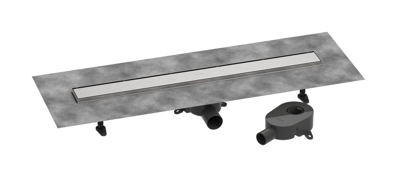 Hansgrohe RainDrain Go Komplettset Duschrinne 800 rückseitig befliesbar für Standard-/flache Installation Edelstahl gebürstet