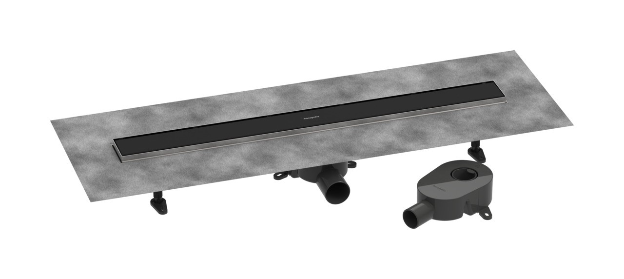 Hansgrohe RainDrain Go Komplettset Duschrinne 800 rückseitig befliesbar für Standard-/flache Installation Mattschwarz