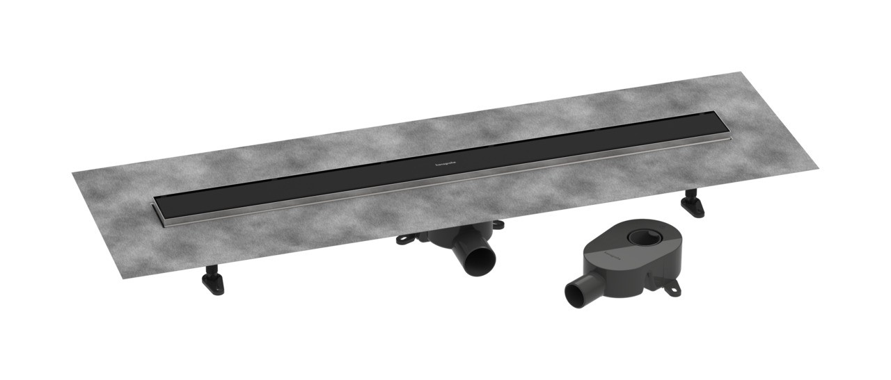 Hansgrohe RainDrain Go Komplettset Duschrinne 900 rückseitig befliesbar für Standard-/flache Installation Mattschwarz