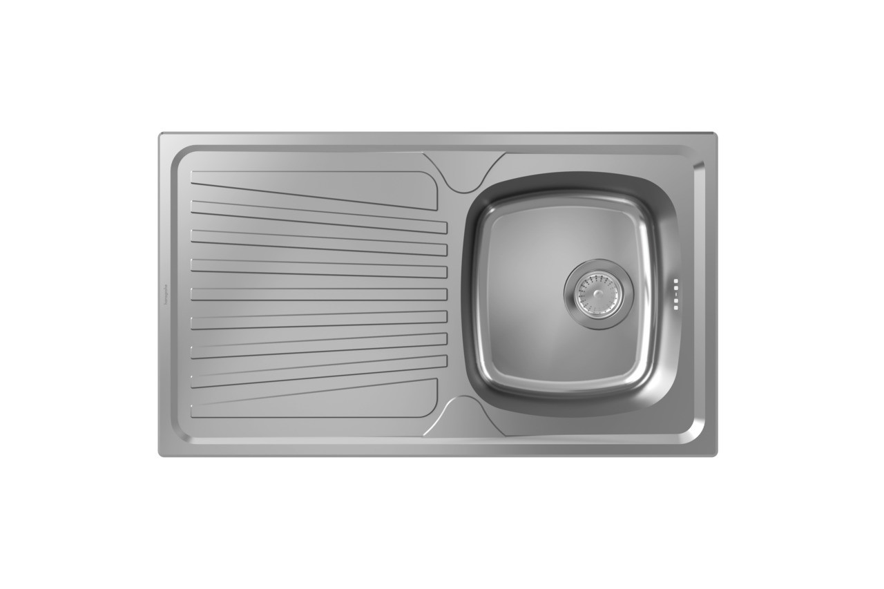 Hansgrohe S21 S210-A342 86 Einbauspüle 342 mit Abtropffläche und manueller Ablaufgarnitur Edelstahl