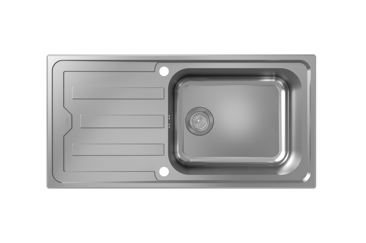 Hansgrohe S44 S440-A500 100 Einbauspüle 500 mit Abtropffläche und automatischer Ablaufgarnitur Edelstahl