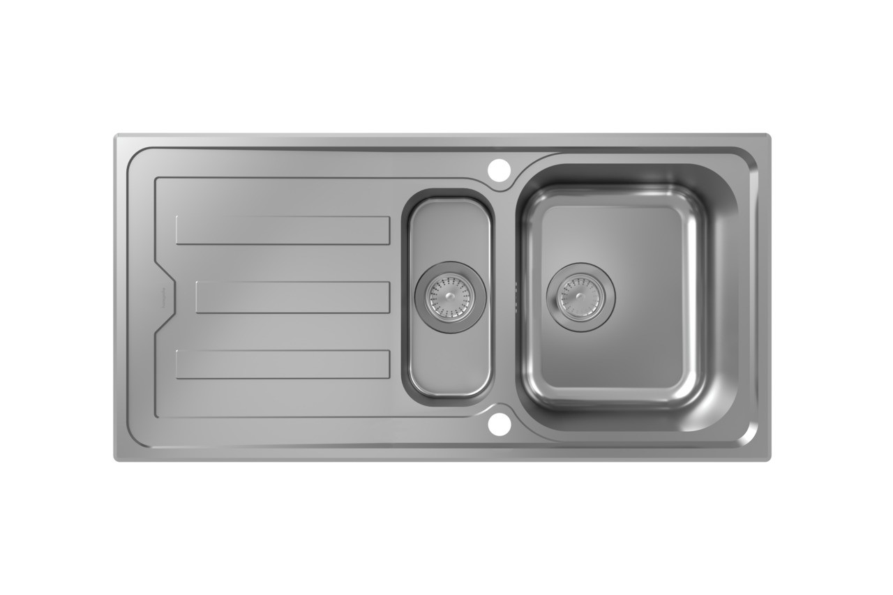Hansgrohe S44 S440-A517 100 Einbauspüle 342/145 mit Abtropffläche und automatischer Ablaufgarnitur Edelstahl