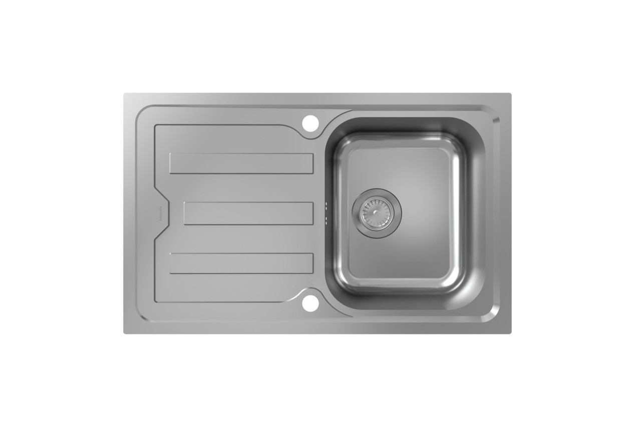 Hansgrohe S44 S440-F342 79 Einbauspüle 342 mit Abtropffläche kurz und automatischer Ablaufgarnitur Edelstahl