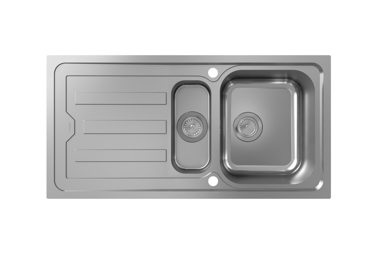 Hansgrohe S44 S440-F517 100 Einbauspüle 342/145 mit Abtropffläche und automatischer Ablaufgarnitur Edelstahl