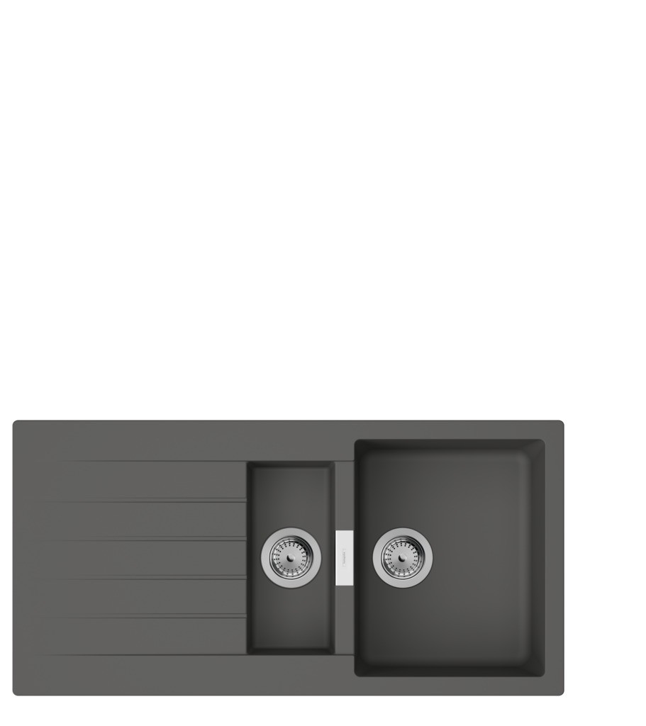 Hansgrohe S52 S520-F530 Einbauspüle mit automatischer Ablaufgarnitur Steingrau