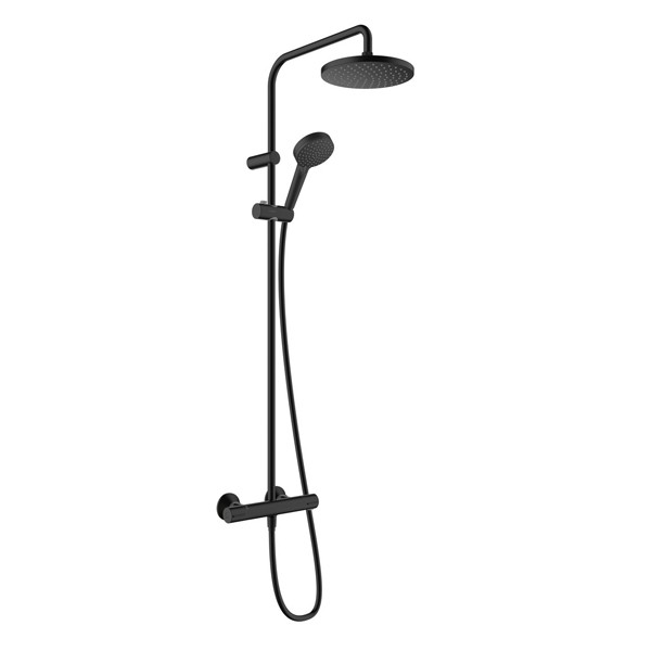 HG Showerpipe 200 1jet Vernis Blend EcoSmart mattschwarz m.Brausethermostat