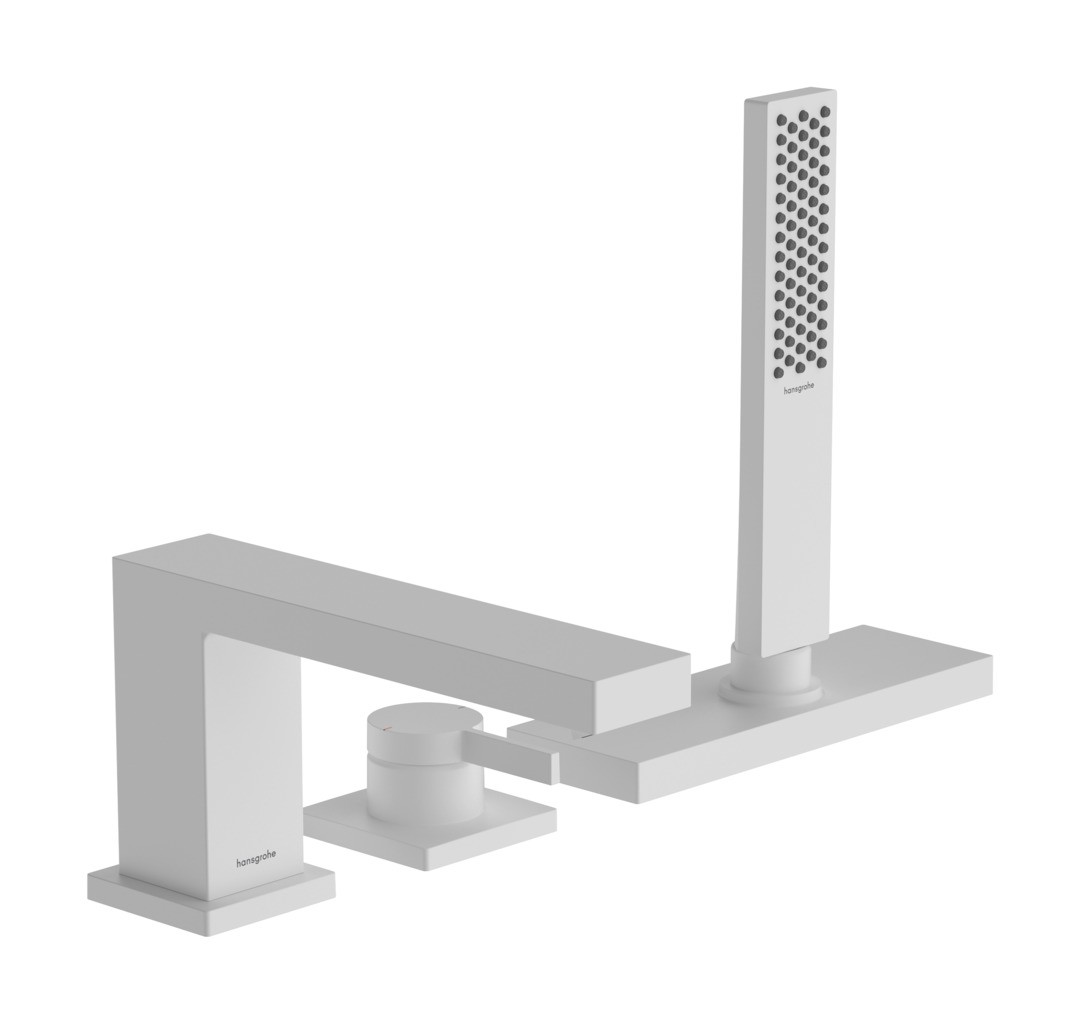 Hansgrohe Tecturis E 3-Loch Einhebel-Wannenrandmischer mit sBox Mattweiß