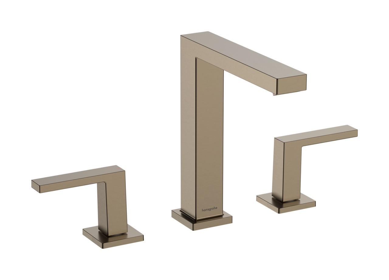 Hansgrohe Tecturis E 3-Loch Waschtischarmatur 150 EcoSmart+ mit Push-Open Ablaufgarnitur Brushed Bronze