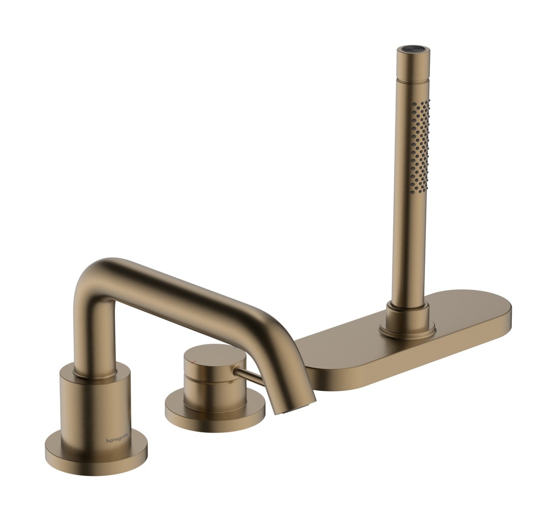 Hansgrohe Tecturis S 3-Loch Einhebel-Wannenrandmischer mit sBox Brushed Bronze