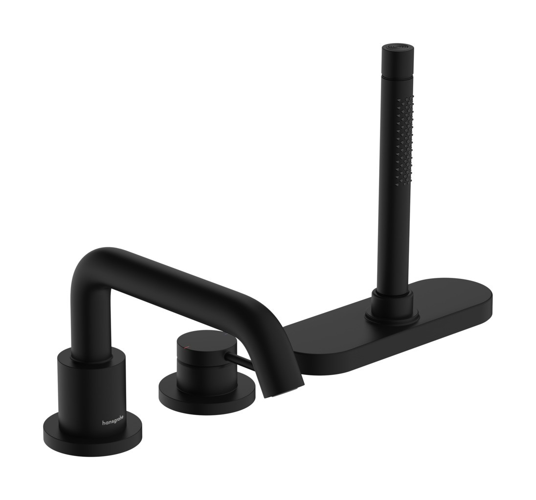 Hansgrohe Tecturis S 3-Loch Einhebel-Wannenrandmischer mit sBox Mattschwarz