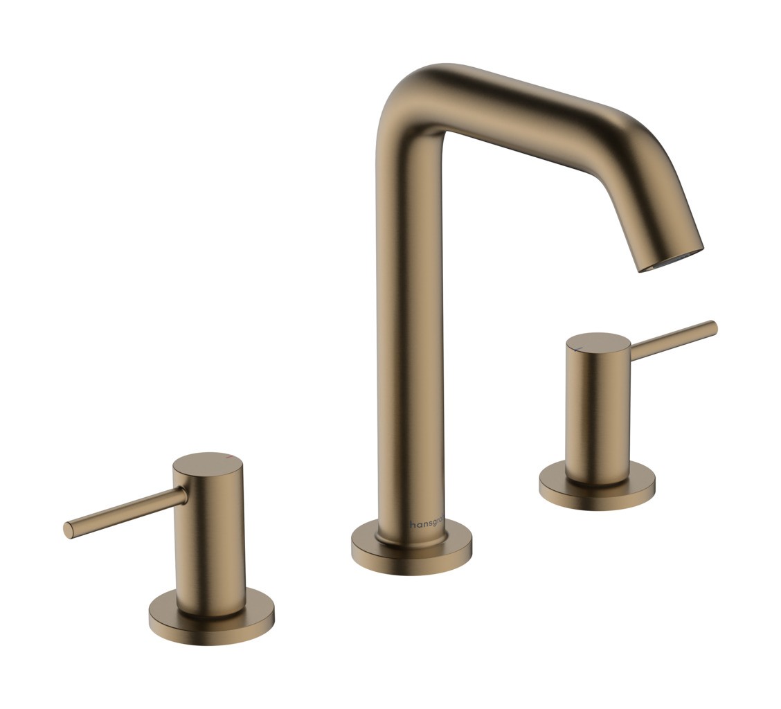 Hansgrohe Tecturis S 3-Loch Waschtischarmatur 150 mit Push-Open Ablaufgarnitur Brushed Bronze