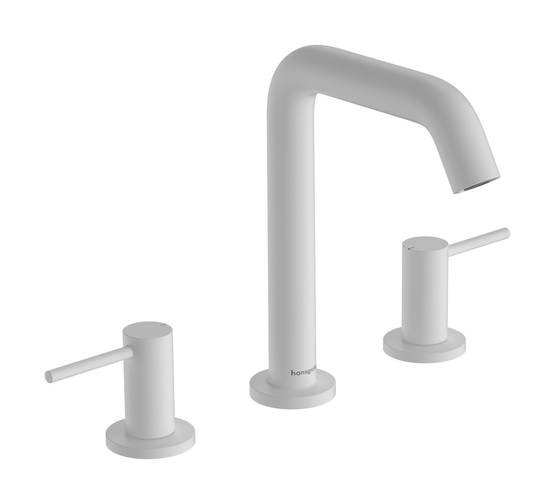 Hansgrohe Tecturis S 3-Loch Waschtischarmatur 150 mit Push-Open Ablaufgarnitur Mattweiß