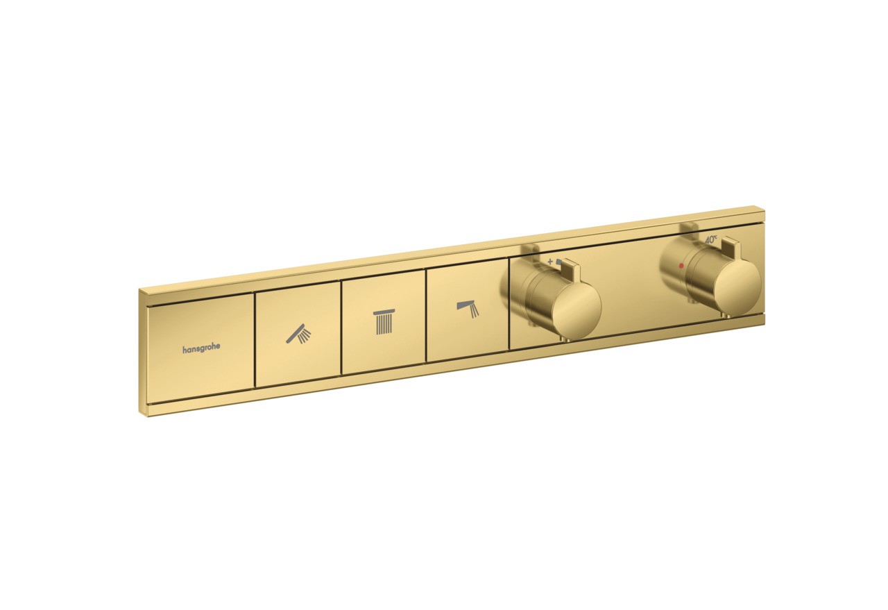 Hansgrohe Thermostat Unterputz RainSelect Fertigset 3 Verbraucher Polished Gold Optic