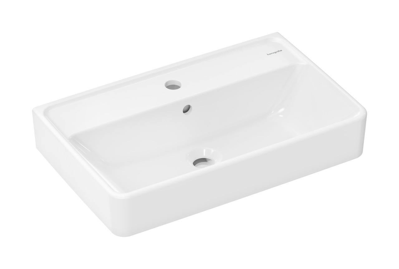 Hansgrohe Waschtisch Compact Xanuia Q 600x370mm mit Hahnloch u.Überlauf,SmartClean weiß