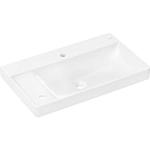 Hansgrohe Waschtisch Xelu Q 800x480 mm  m.Ablage li.2 Hahnlöcher o.Überlauf weiß