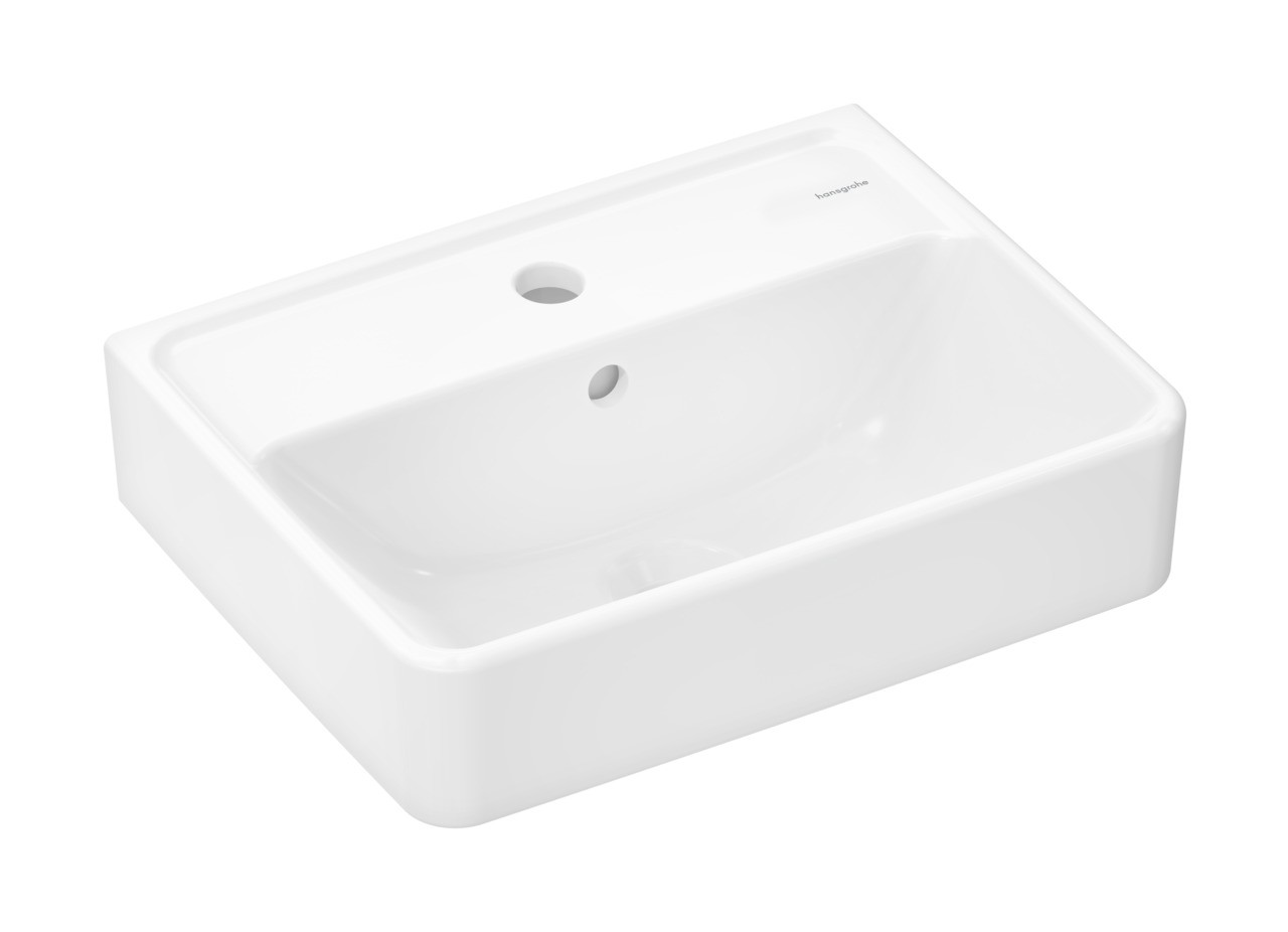 Hansgrohe Xanuia Q Handwaschbecken 450/340 mit Hahnloch und Überlauf, SmartClean Weiß