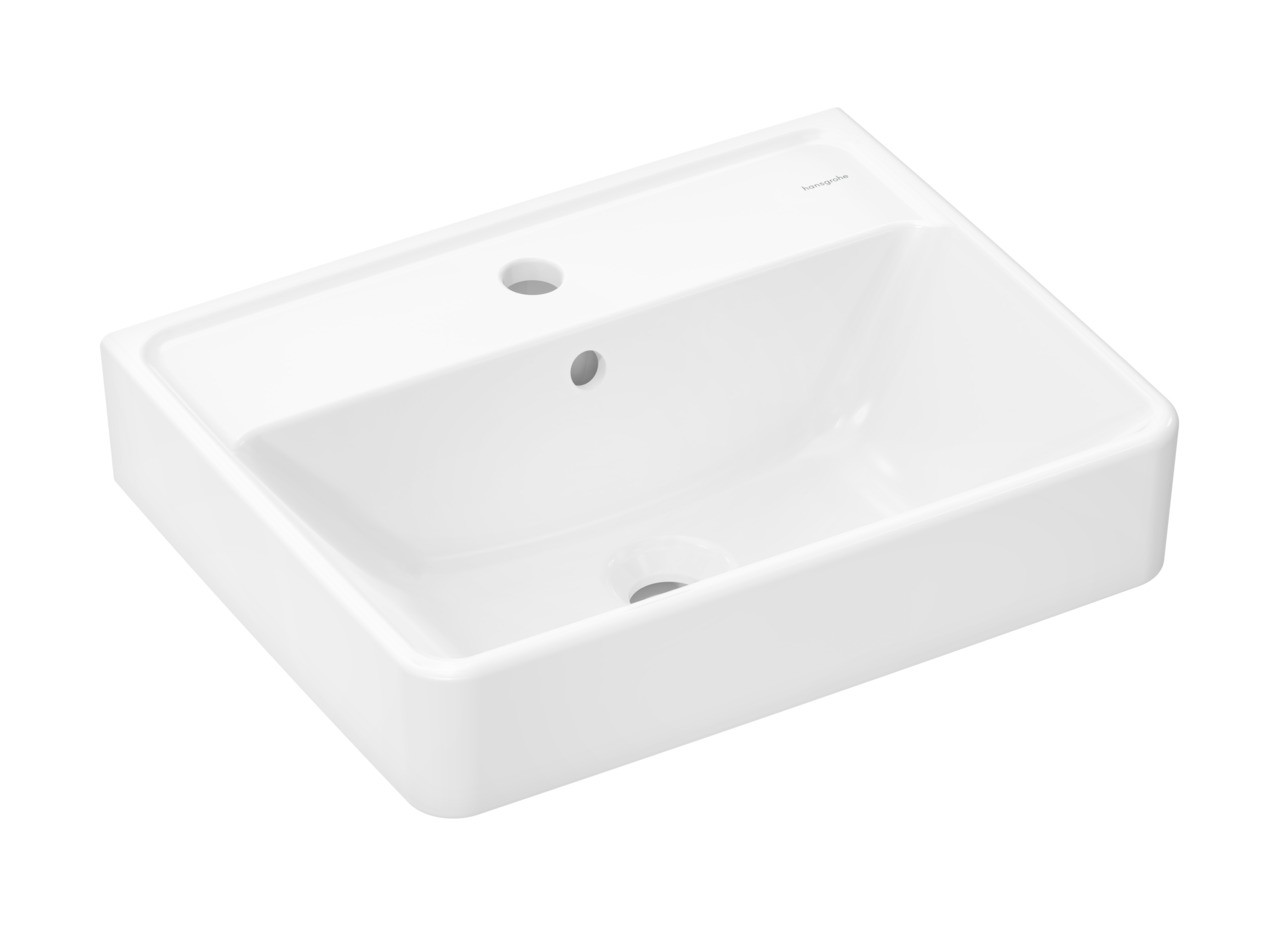 Hansgrohe Xanuia Q Handwaschbecken 500/390 mit Hahnloch und Überlauf, SmartClean Weiß