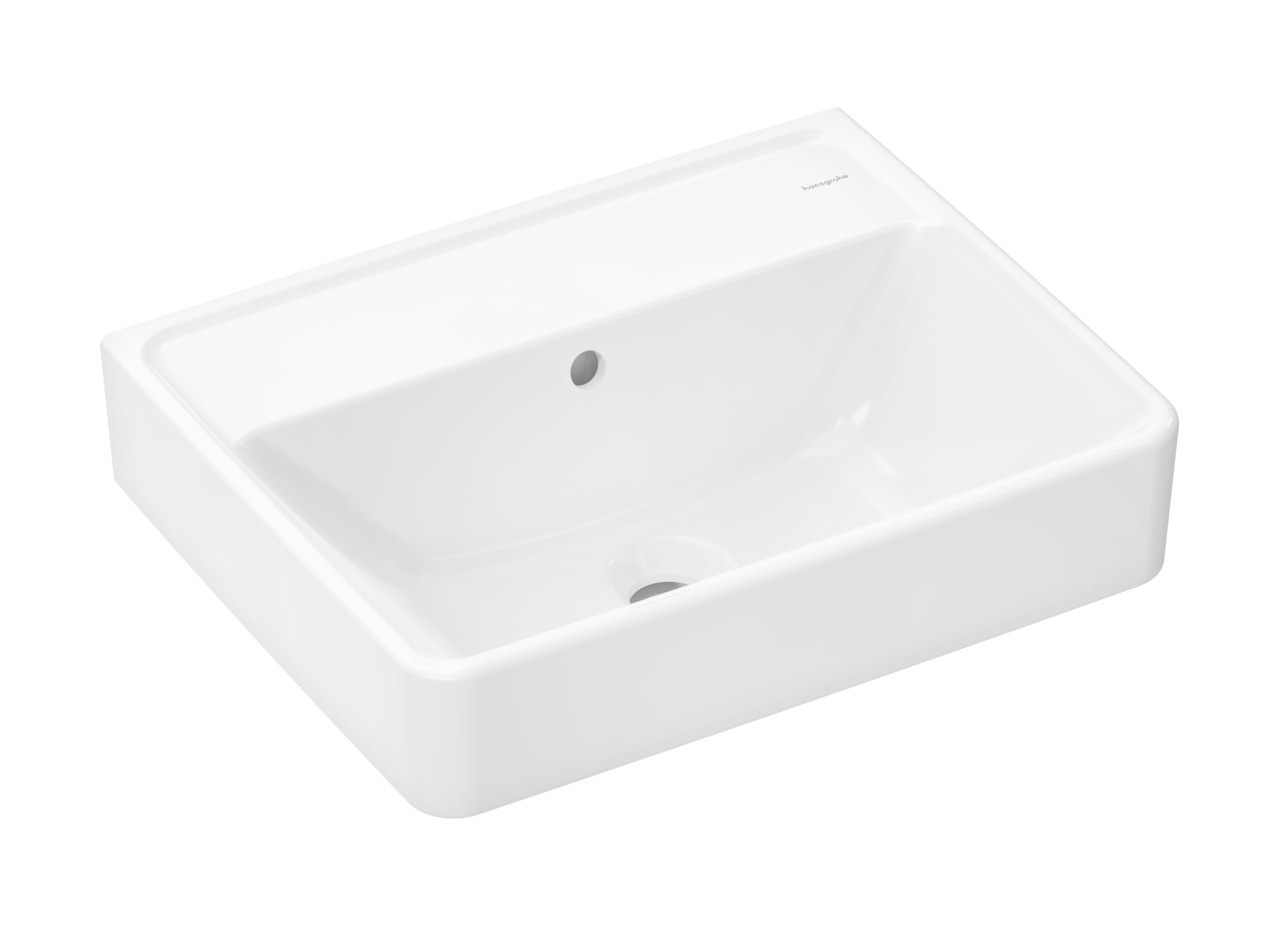 Hansgrohe Xanuia Q Handwaschbecken 500/390 ohne Hahnloch mit Überlauf, SmartClean Weiß