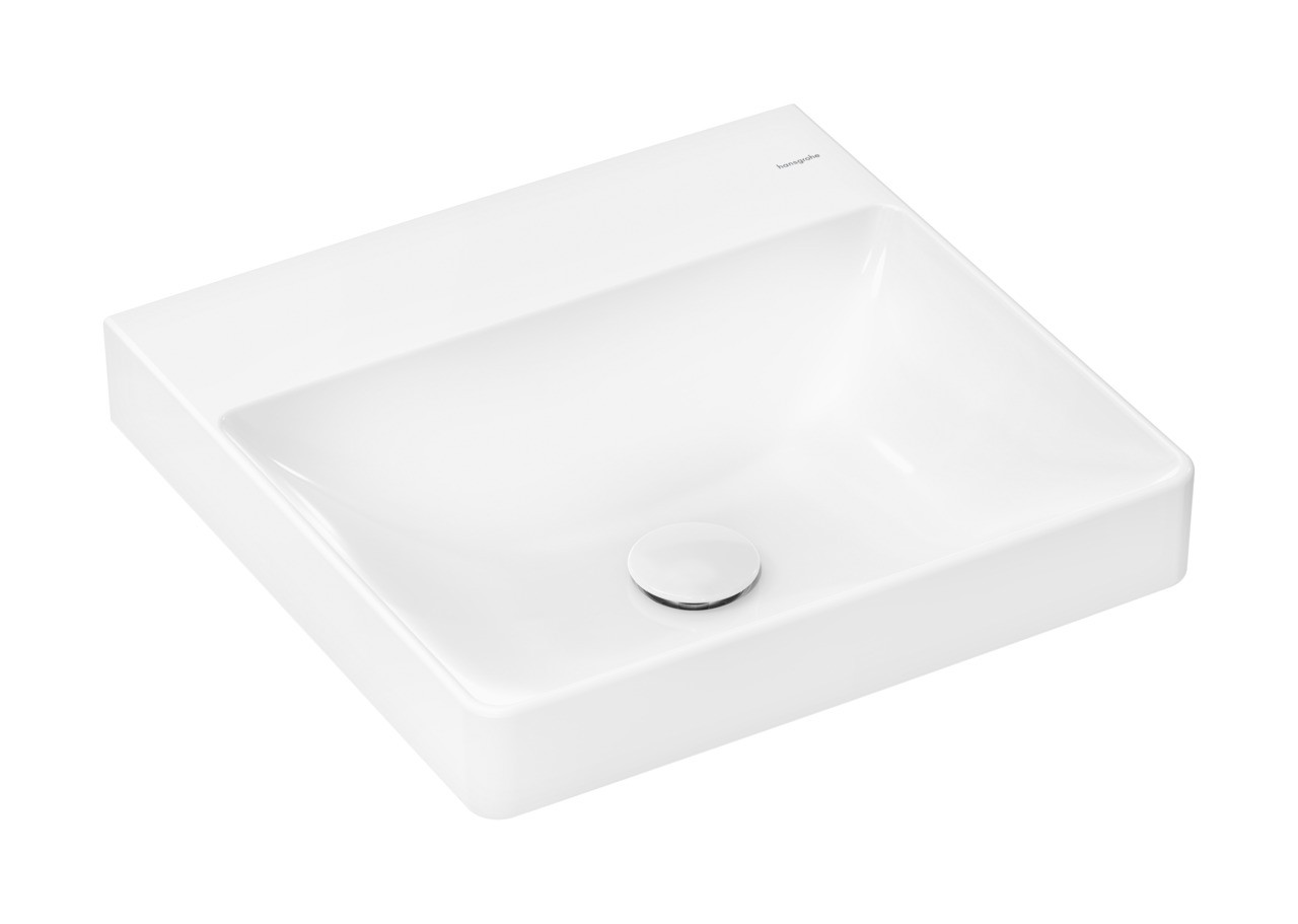 Hansgrohe Xelu Q Aufsatz-Handwaschbecken geschliffen 500/480 ohne Hahnloch und Überlauf, SmartClean Weiß