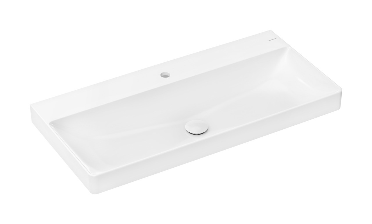 Hansgrohe Xelu Q Aufsatzwaschtisch geschliffen 1000/480 mit Hahnloch ohne Überlauf, SmartClean Weiß