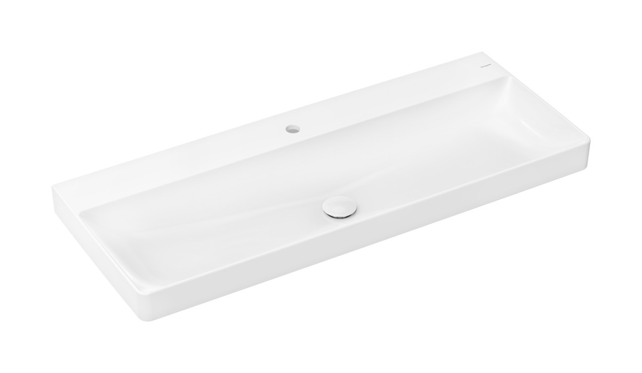 Hansgrohe Xelu Q Aufsatzwaschtisch geschliffen 1200/480 mit Hahnloch ohne Überlauf, SmartClean Weiß