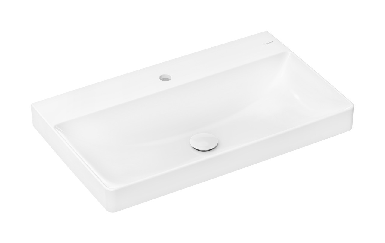Hansgrohe Xelu Q Aufsatzwaschtisch geschliffen 800/480 mit Hahnloch ohne Überlauf, SmartClean Weiß