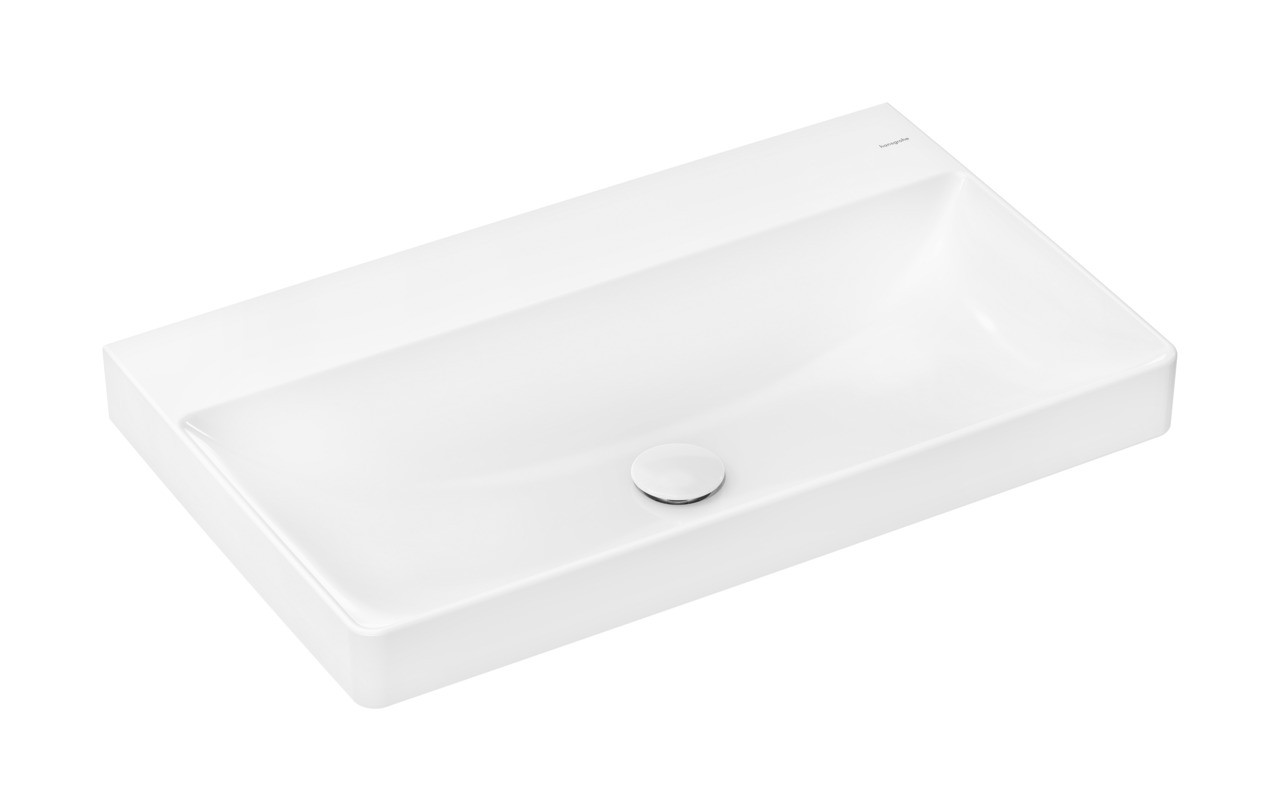 Hansgrohe Xelu Q Aufsatzwaschtisch geschliffen 800/480 ohne Hahnloch und Überlauf, SmartClean Weiß