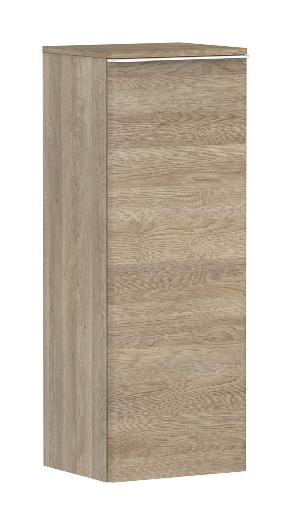Hansgrohe Xelu Q Halbhochschrank Eiche Natur 400/350, Türanschlag links Mattweiß