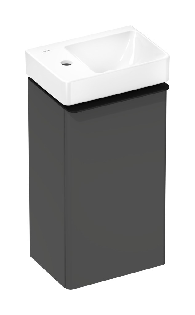 Hansgrohe Xelu Q Handwaschbecken mit Ablage links 360/250 mit Hahnloch ohne Überlauf, SmartClean Weiß
