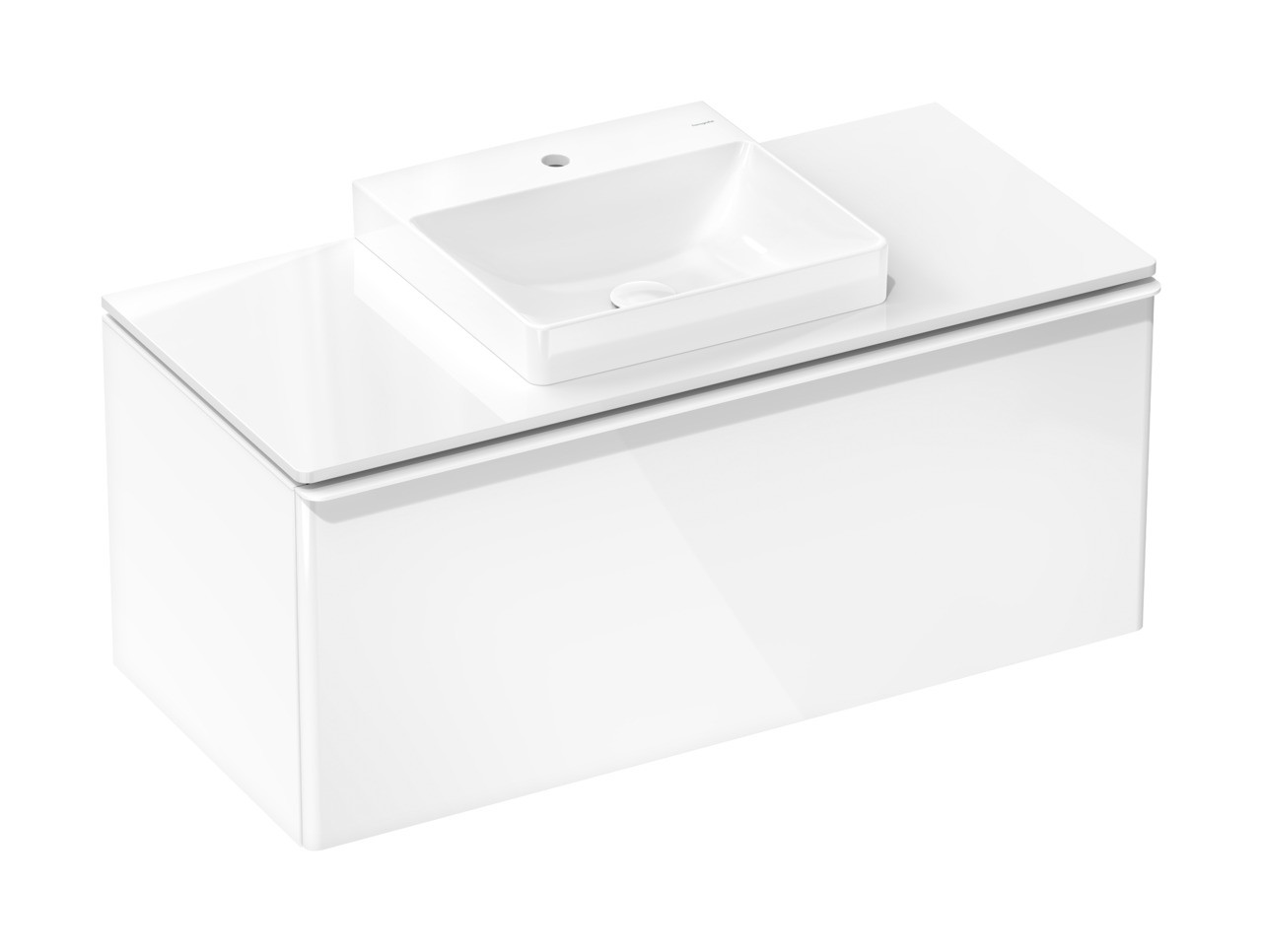 Hansgrohe Xelu Q Konsole 1180/550 mit Ausschnitt mittig für Aufsatzwaschtisch geschliffen 500/480 Weiß Hochglanz