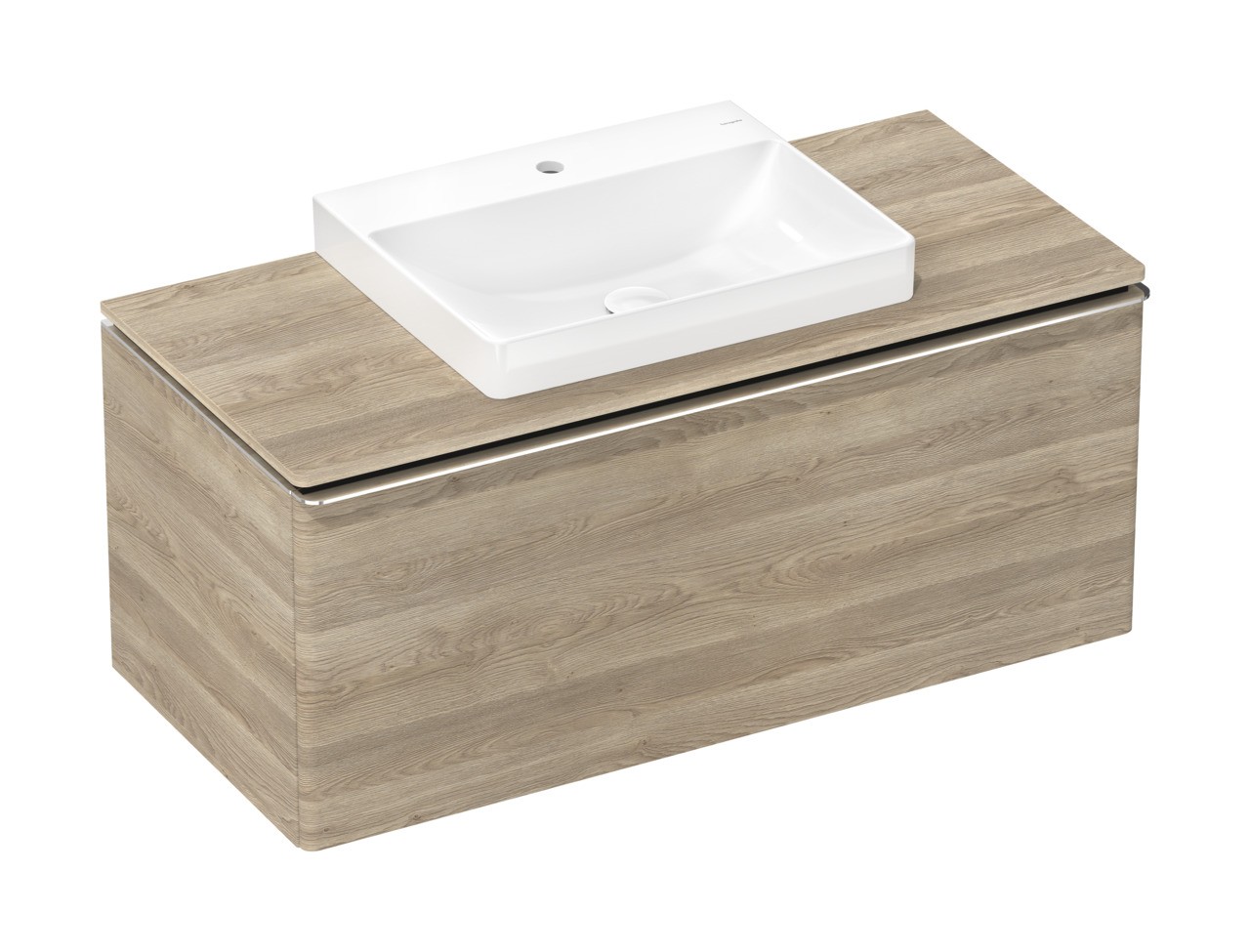 Hansgrohe Xelu Q Konsole 1180/550 mit Ausschnitt mittig für Aufsatzwaschtisch geschliffen 600/480 Eiche Natur