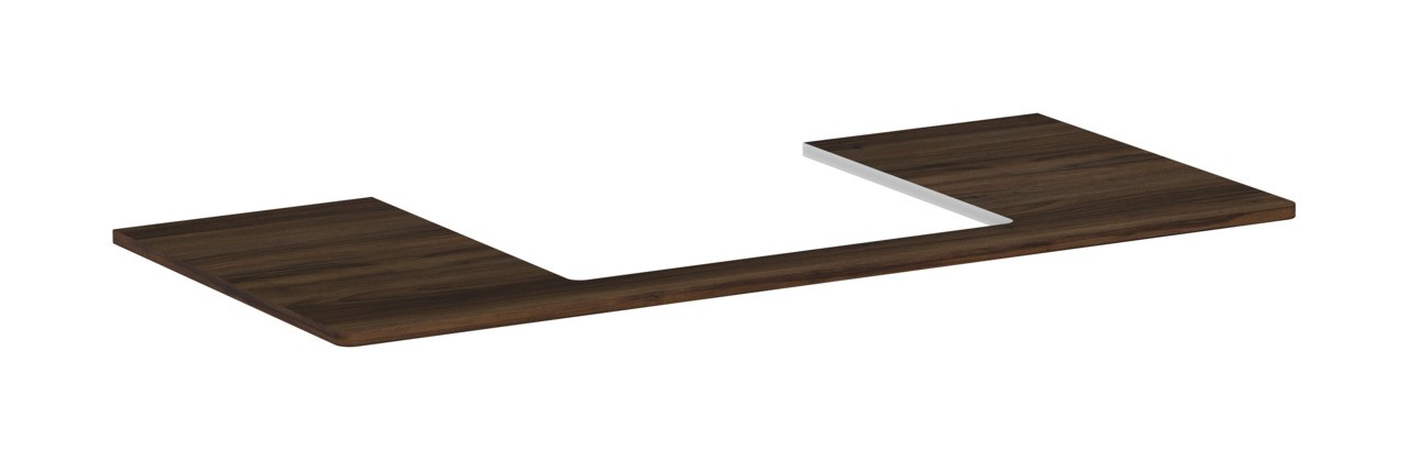 Hansgrohe Xelu Q Konsole 1180/550 mit Ausschnitt mittig für Aufsatzwaschtisch geschliffen 600/480 Nussbaum Dunkel
