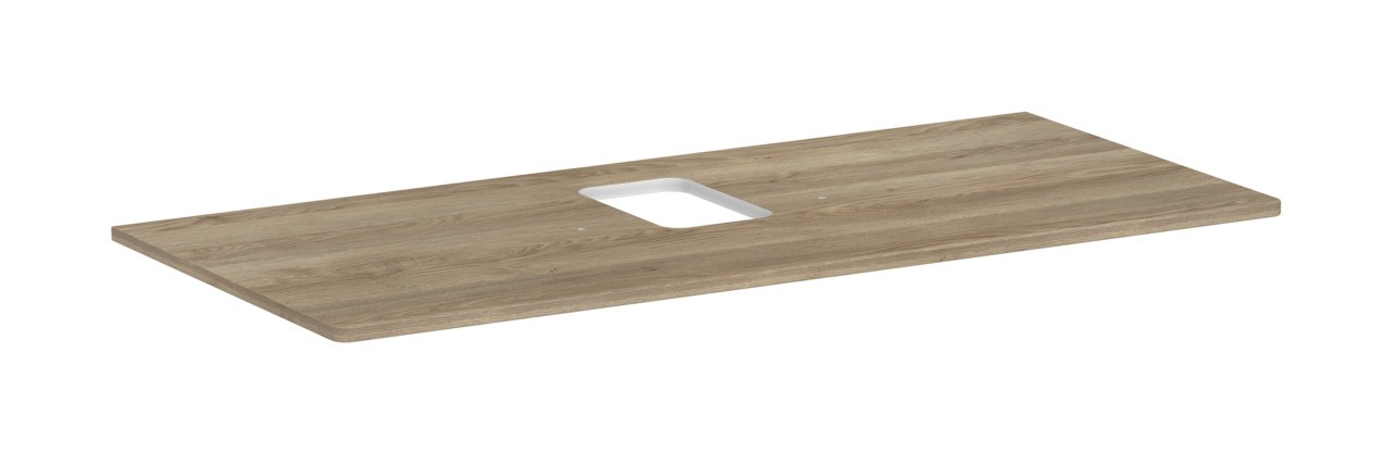 Hansgrohe Xelu Q Konsole 1180/550 mit Ausschnitt mittig für Aufsatzwaschtisch mit Hahnloch Eiche Natur
