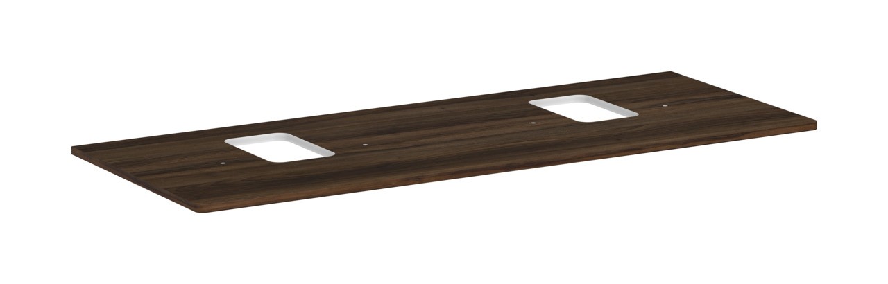 Hansgrohe Xelu Q Konsole 1360/550 mit 2 Ausschnitten für Aufsatzwaschtisch mit Hahnloch Nussbaum Dunkel