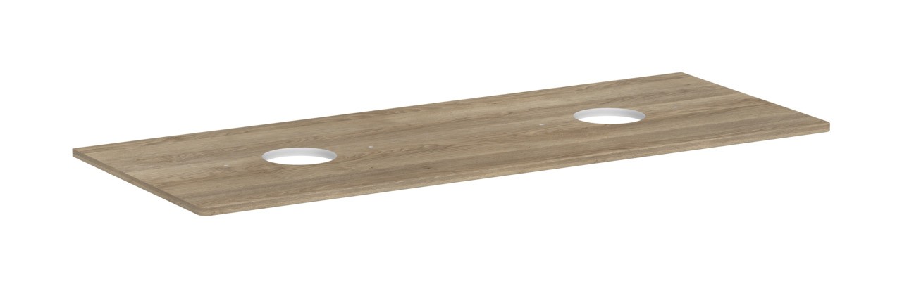 Hansgrohe Xelu Q Konsole 1360/550 mit 2 Ausschnitten für Aufsatzwaschtisch ohne Hahnloch Eiche Natur