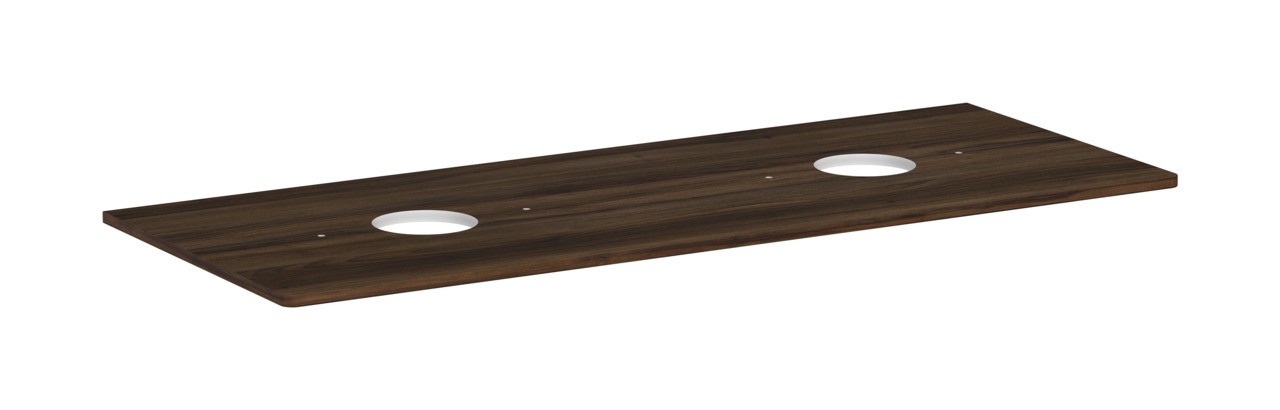 Hansgrohe Xelu Q Konsole 1360/550 mit 2 Ausschnitten für Aufsatzwaschtisch ohne Hahnloch Nussbaum Dunkel