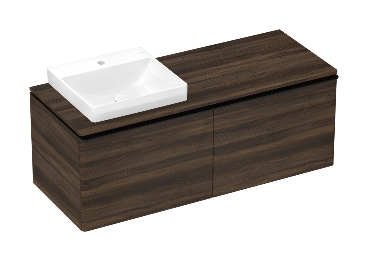 Hansgrohe Xelu Q Konsole 1360/550 mit Ausschnitt links für Aufsatzwaschtisch geschliffen 500/480 Nussbaum Dunkel