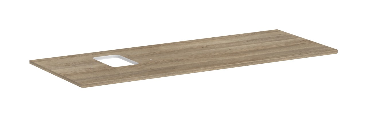Hansgrohe Xelu Q Konsole 1360/550 mit Ausschnitt links für Aufsatzwaschtisch mit Hahnloch Eiche Natur