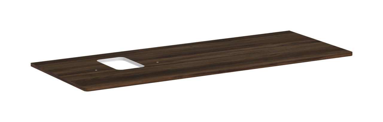 Hansgrohe Xelu Q Konsole 1360/550 mit Ausschnitt links für Aufsatzwaschtisch mit Hahnloch Nussbaum Dunkel