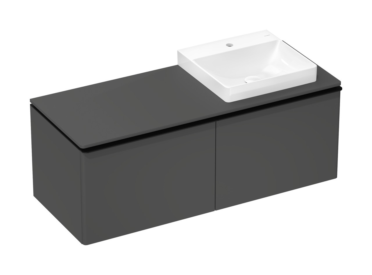 Hansgrohe Xelu Q Konsole 1360/550 mit Ausschnitt rechts für Aufsatzwaschtisch geschliffen 500/480 Diamantgrau Matt