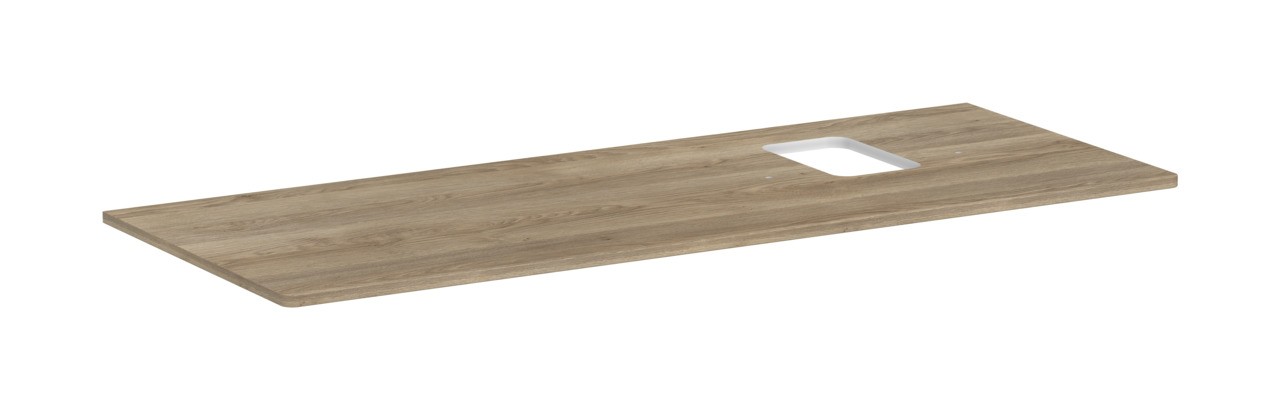 Hansgrohe Xelu Q Konsole 1360/550 mit Ausschnitt rechts für Aufsatzwaschtisch mit Hahnloch Eiche Natur