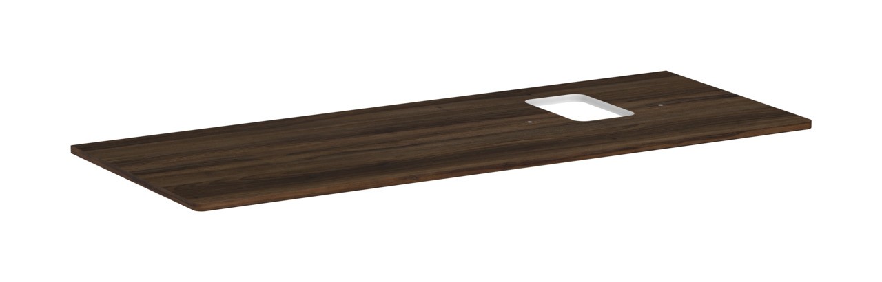 Hansgrohe Xelu Q Konsole 1360/550 mit Ausschnitt rechts für Aufsatzwaschtisch mit Hahnloch Nussbaum Dunkel
