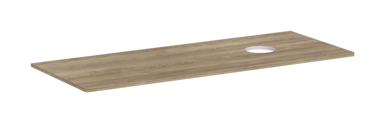 Hansgrohe Xelu Q Konsole 1360/550 mit Ausschnitt rechts für Aufsatzwaschtisch ohne Hahnloch Eiche Natur