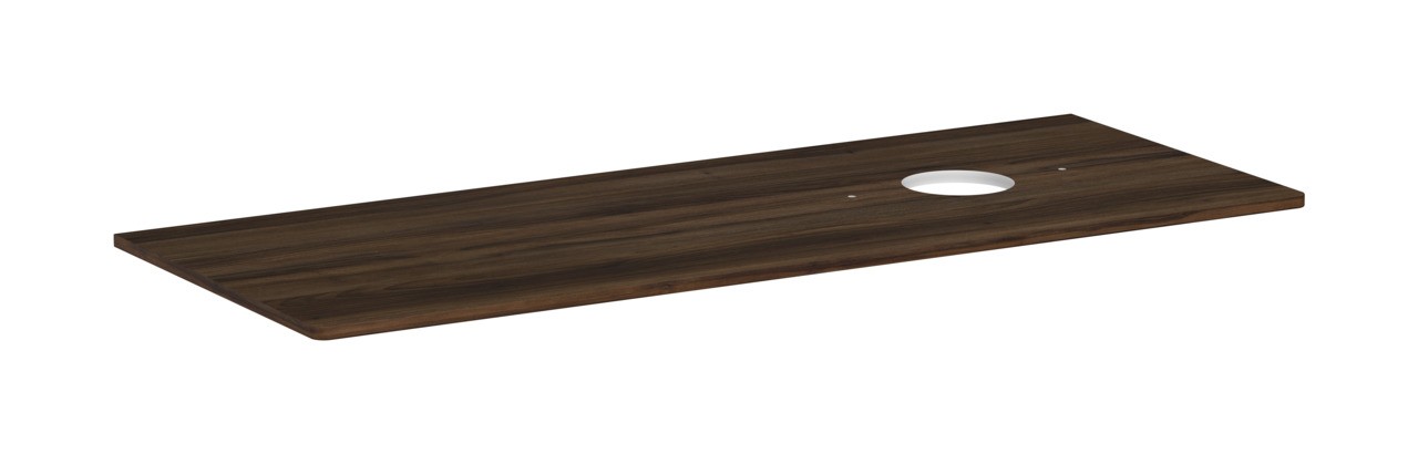 Hansgrohe Xelu Q Konsole 1360/550 mit Ausschnitt rechts für Aufsatzwaschtisch ohne Hahnloch Nussbaum Dunkel