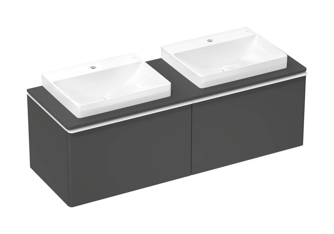Hansgrohe Xelu Q Konsole 1560/550 mit 2 Ausschnitte für Aufsatzwaschtisch geschliffen 600/480 Diamantgrau Matt