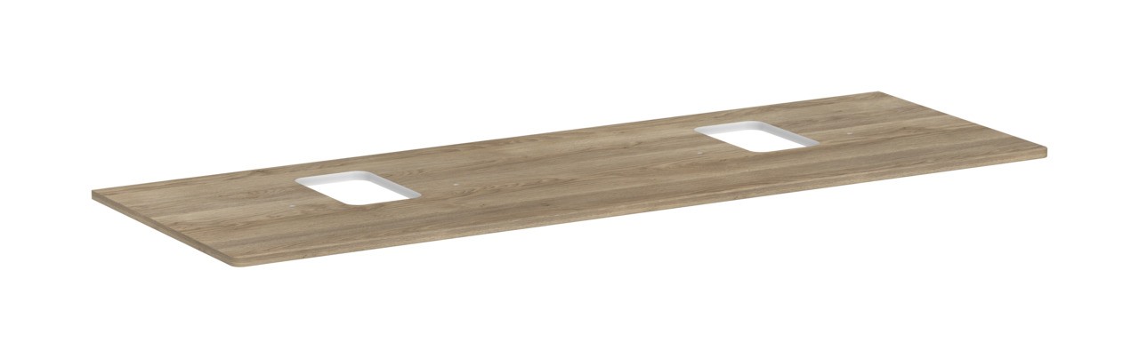 Hansgrohe Xelu Q Konsole 1560/550 mit 2 Ausschnitten für Aufsatzwaschtisch mit Hahnloch Eiche Natur