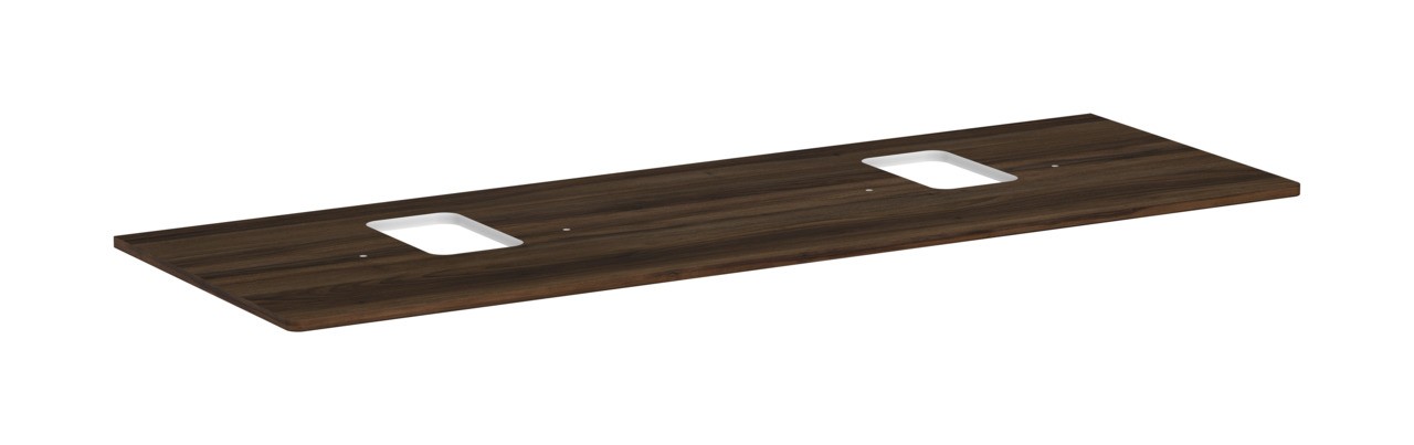 Hansgrohe Xelu Q Konsole 1560/550 mit 2 Ausschnitten für Aufsatzwaschtisch mit Hahnloch Nussbaum Dunkel
