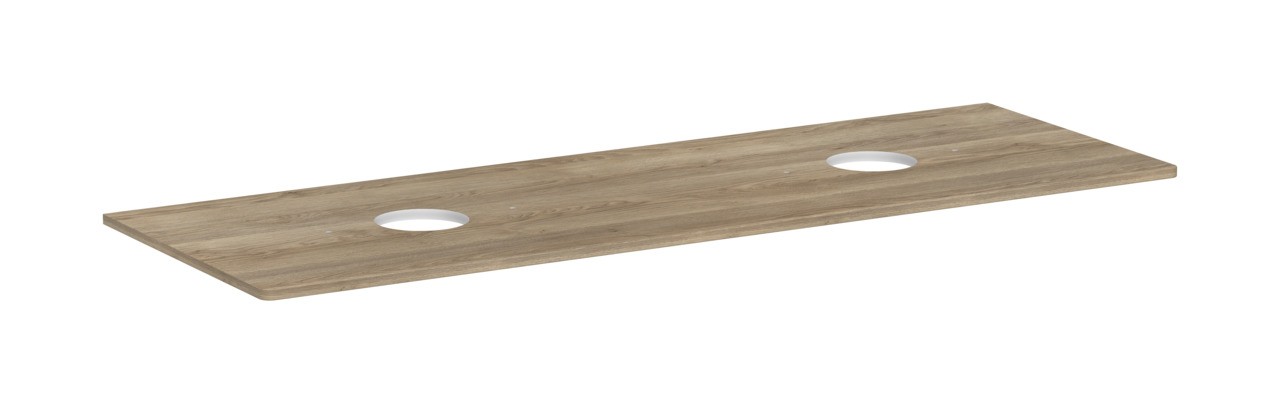 Hansgrohe Xelu Q Konsole 1560/550 mit 2 Ausschnitten für Aufsatzwaschtisch ohne Hahnloch Eiche Natur