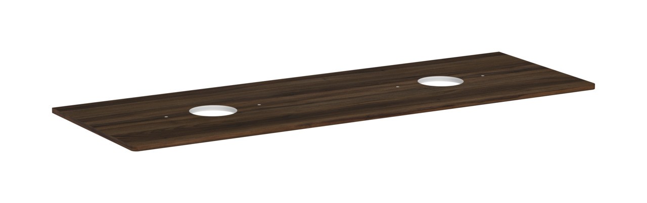 Hansgrohe Xelu Q Konsole 1560/550 mit 2 Ausschnitten für Aufsatzwaschtisch ohne Hahnloch Nussbaum Dunkel